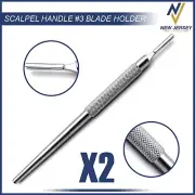 2Pcs Surgical Scalpel Handle Blade Holder #3 with Round Pattern Stainless Steel