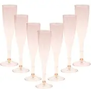 Homy Feel Rose Gold Glitter Plastic Rose Gold Wine Glasses 30 Pack,6.5 OZ Champagne Flutes Disposable for Valentine's Day,Plastic Champagne Flutes,Mimosa Bar Glasses,Valentine's day Supplies