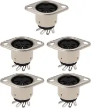 5Pcs 5 Pin DIN Chassis Panel Mount Connector Female Socket Connector Nickel Fini