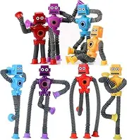 Pop Tubes Robot Toys Fidget Toy 8 Pcs Easter Basket Stuffers for Kids Year Old Ages 3 4 5 6 7 8 9 10 Fidget Toys Birthday Gift for Toddler Boys (8 Pcs Robot Toys)