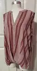 Always Indigo Women’s Sleeveless Top Blouse Twist Front Mauve/Rust Stripe NWT 2X