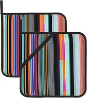 [CHRYSM] Irregular Vertical Lines Potholders BBQ Pot Holders for Heat Resistant Potholder, Hot Pads,Cooking Baking(2-Pack)