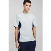 Mens Blue Regular Fit Man Colour Block T-Shirt