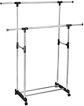 Clothes Rack Double Stainless Shelf Hanger Garment Holder Adjustable Coat