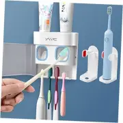 Toothpaste Dispenser Wall Mounted Gray and 2 Pack Automatic 2 Stander+grey