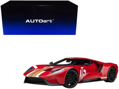 2023 Ford GT Heritage Edition #16 Alan Mann Red Metallic Gold Stripes 1/18 Mo...
