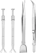 4pcs Sprinkles Tool for Cake Decorating, Jewelry Septum Earring Piercing Ball Bead Holder Screw on Grabber Tool Includes Claw Pen Pearl Grabber & Tweezers with Shovel Head Spoon for Cookie Cupcake