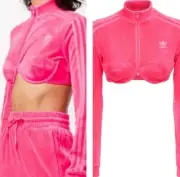 NWT Adidas Jeremy Scott Velour Bra Zip Front Track Jacket Top Solar Pink MEDIUM