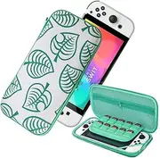 AIMALL 2 PCS Carrying Case for Nintendo Switch, Travel Hard Shell Storage for Leaf Crossing NS Console and Accessories, Slim Protective Pouch with 10 Game Card Slots