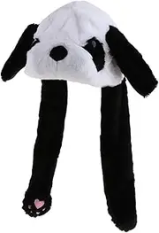 [Abbraccia] Ear Moving Jumping Panda Hat Plush Hat for Women Girls Soft Warm Winter Headwear Fun Cute Cosplay Christmas Hat