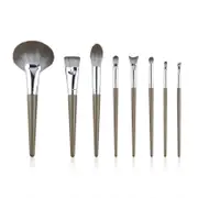 Catzon 8 Pcs Wooden Handle Makeup Brush Set Eyeshadow Powder Blush Brush-Gray