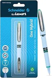 Luxor Schneider One Hybrid Roller Ball Pen - Green | 0.5mm | 2500 mtrs writing length | Waterproof Ink | Consistent ink flow | Ideal for Professionals-Office essential