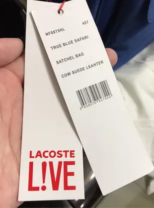 《全新》LACOSTE鱷魚牌麂皮磁扣肩背包