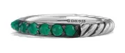 David Yurman 3mm Cable Berries Green Onyx & Sterling Silver Band Ring # 38R, 39R