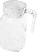 Mikinona Plastic Juice Pitcher with Spillproof Lid Stylish Striped Water Jug for Fridge for Cold Drinks Tea Milk and Lemonade Versatile Beverage Container for Home and Bar Use