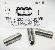 3/8-16x1 Hex Socket Set Screws Cup Point Stainless Steel (10)