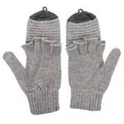 Hand Gloves Winter Women Convertible Knitted Grey 18x9cm Finger Flexibility 1 Pair