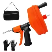 Drain Snake 50FT Auger Hair Clog Remover Plumbing Snake w/ Drill Attachment