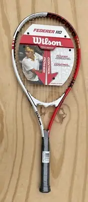 Wilson Roger Federer 110 Tennis Racket Power Strings Red White Stop Shock 4 1/4