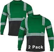 FONIRRA 2 Pack High Visibility Safety Shirt for Men Reflective Class 2 ANSI Hi Vis Work Shirt Long Sleeve