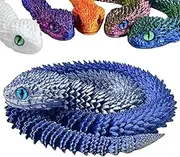 3D Printed Animals-Snake Viper, 24 in Surprise Mystery Snake Fidget Toy Creative Toy 3D Printed Articulated Snake Collectibles Home Office Executive Desk Decor