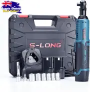 Cordless Ratchet Wrench, 3/8", 400 RPM, 12V, 8 Sockets, 2 Batteries