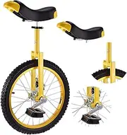 Kids Unicycle for Boys Girls, 16-Inch/18-Inch Skidproof Wheel, Adjustable Height Cycling Balance Exercise for Children from 9-14 Years Old (Color, Yellow, Size, 18 Inch Wheel),Yellow,16. Durable TDF