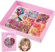 SlowTon 780 Pieces of Girl Hair Accessories Set, Hair Rope and Caramel Ponytail, Colored Elastic Boy Hair Band, Mini Hairpin, Hair Band, Girls Tie Set with Box