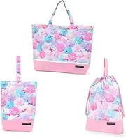 [COLORFUL CANDY STYLE] NS780600 Gusseted Bag with Reflector, Drawstring 3-Piece Set, Water Repellent, Lightweight Type, Preparation for School Admission, Cute Girls, Fluffy, Cute Candy Pop,