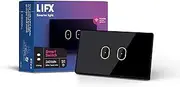 [LIFX] Switch Wired, Wi-Fi Connected Smart Switch, 2 Gang, Backlit, Haptic Touch, No Hub Required, Compatible with Alexa, Google, Apple HomeKit, Black