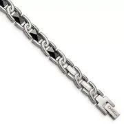 Avariah Chisel Titanium Polished with Black Ceramic ch Bracelet - 7.5"