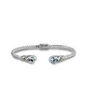 Samuel B. 18K & Silver 2.40 ct. tw. Blue Topaz Twisted Cable Bangle Bracelet