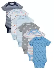 NEW ~ Wonder Nation Baby Boys Short Sleeve Bodysuits, Assorted 6pk (Newborn)