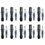 Set of 10 Platinum Spark Plugs 78101101 PZH14F + 10 Ignition Coil Boots For Ford (for: Ford)