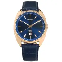在飛比找Yahoo奇摩購物中心優惠-CITIZEN 簡約時尚 礦石強化玻璃 日期 真皮壓紋手錶 