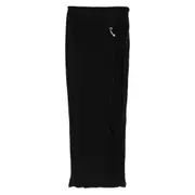 [Jean Paul Gaultier] Jean Paul Gaultier Ring-detail Side-split Midi Skirt S BLACK