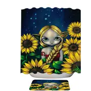 Cool Zodiac Art Leo Sunflower Night Elf Girl Shower Curtain