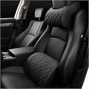 Memory Foam Car Neck Pillow PU Leather Lumbar Waist Support For Seat Backrest Headrest Cushion Auto Gadget Accesorios Interior(Black set)