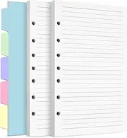 A5 Refill Paper, 7-Hole Planner Inserts for A5 Binder Budget Planner Journals Notebook, Loose Leaf Lined Paper with Binder Dividers, 240 Pages 5-1/2" x 8-1/2", White