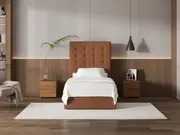 My Style Buttoned Headboard & Slimline Base - King Single / Gingerbread / Gas Lift Base