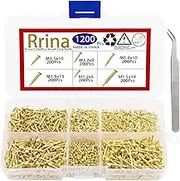 Rrina 1200Pcs Small Tiny Nails Carbon Steel Brass Plated for Wooden DIY Micro Mini Nails M1.2/1.5 Assortment Kit 6 Sizes