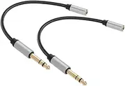 Uonlytech 2pcs Audio Extension Cable 6.35mm to 3.5mm Earphone Extension Lead Replacement Cable for Headphones Audio Cord for Speakers Sturdy Construction for Longevity