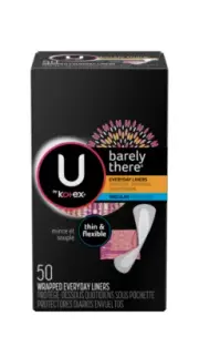 U by Kotex Barely There Wrapped Everyday Liners - 50 Ct Box, Thin & Flexible