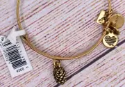 NEW NWT Alex and Ani Pinecone Charm Gold Bracelet