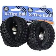 2 Pet Qwerks Toys X-tire Ball Easy For Dogs Pickup Fetch Tire Tuff Jingle Ball