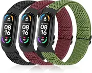 Elastic Adjustable Watch Straps Compatible with Xiaomi Mi Band 7/Mi Band 6/Mi Band 5 Straps, Stretchy Nylon Loop Replacement Sport Wristband for Women Men