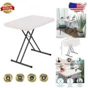 Almond Plastic Folding Laptop Table with Adjustable Heights - Indoor & Outdoor