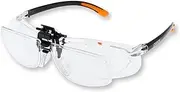 Carson Scratch Resistant Polycarbonate 1.6X Power (+2.5 Diopter) Protective Magnifying Safety Glasses with Clip-on, Flip-Up Lens System, Clear (VM-20)