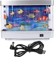 Fake Fish Tank Lamp Mini Decorative Tropical Fish Artificial Aquarium Night Light with Moving Fish for Kids Baby Bedroom Office Desk USB Powered White Light GP ABS Material 30 x