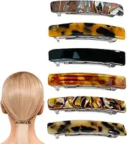 Hair Barrettes For,6X Women French Barrette Hair Clips, Hair Barrettes For Women, 6X Tortoiseshell French Hair Clips | No-Slip Barrettes For Thick Hair, Daily Wear, Beach, School
